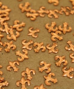 12 pc. Copper Fleur de Lis Stampings: 7.5mm by 7mm - made in USA | RB-281
