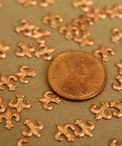 12 pc. Copper Fleur de Lis Stampings: 7.5mm by 7mm - made in USA | RB-281