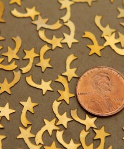 24 pc. Small Raw Brass Shooting Star: 7mm by 11mm - made in USA | RB-336