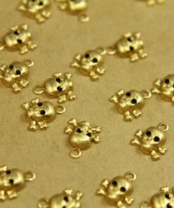 14 pc. Tiny Raw Brass Skulls with Loop: 7.5mm by 8mm - made in USA | RB-371