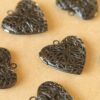2 pc. Black Enameled Filigree Heart Lockets | LOC-027