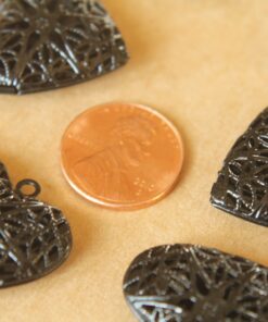 2 pc. Black Enameled Filigree Heart Lockets | LOC-027