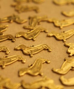 6 pc. Raw Brass Dachshund Charms: 17mm by 12mm - made in USA | RB-409