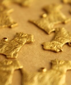 4 pc. Raw Brass Scottish Terrier Charms: 21mm by 16mm - made in USA | RB-417