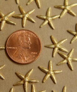 4 pc. Small Raw Brass Starfish: 14mm by 12mm - Made in USA | RB-420
