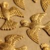 1 pc. Large Raw Brass Flying Pheasants: 35mm by 36mm - made in USA | RB-492
