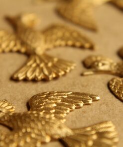 1 pc. Large Raw Brass Flying Pheasants: 35mm by 36mm - made in USA | RB-492