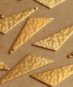 4 pc. Raw Brass Hammered Asymmetrical Triangle Charms (Left): 34mm by 14mm - made in USA | RB-486