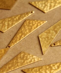 4 pc. Raw Brass Hammered Asymmetrical Triangle Charms (Left): 34mm by 14mm - made in USA | RB-486