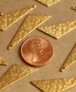 4 pc. Raw Brass Hammered Asymmetrical Triangle Charms (Left): 34mm by 14mm - made in USA | RB-486