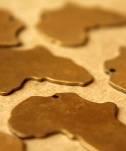 3 pc. Raw Brass Africa Charms: 32mm by 27mm - made in USA * Also available in 15 piece * | RB-553