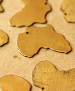 3 pc. Raw Brass Africa Charms: 32mm by 27mm - made in USA * Also available in 15 piece * | RB-553