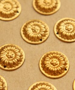10 pc. Raw Brass Sunflower Disc Charms: 16mm in diameter - made in USA | RB-626
