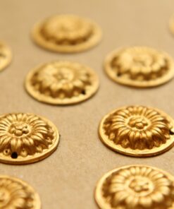 10 pc. Raw Brass Sunflower Disc Charms: 16mm in diameter - made in USA | RB-626