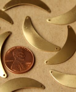 8 pc. Raw Brass Rounded Crescent Connectors: 33mm by 8mm - made in USA | RB-630