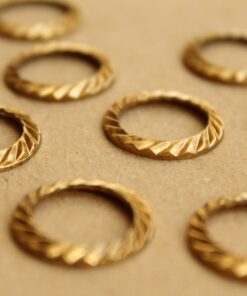 6 pc. Raw Brass Fancy Circles: 18mm diameter - made in USA | RB-677