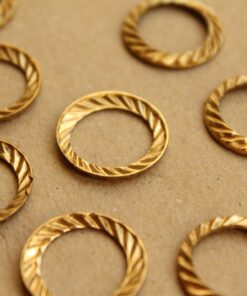 6 pc. Raw Brass Fancy Circles: 18mm diameter - made in USA | RB-677