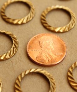 6 pc. Raw Brass Fancy Circles: 18mm diameter - made in USA | RB-677