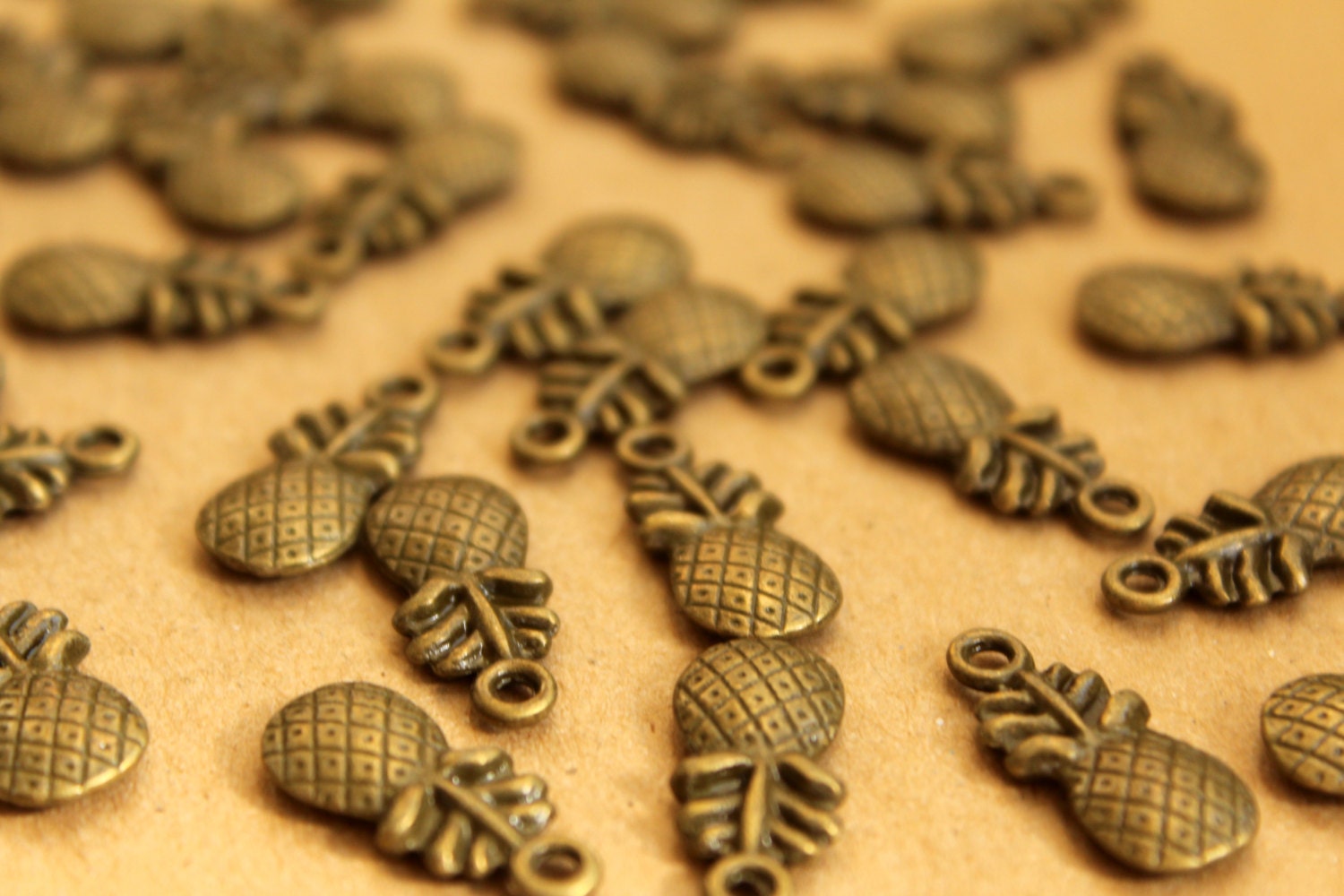15 pc. Antique Bronze Pineapple Charms, 19.5mm x 9mm | MIS-058