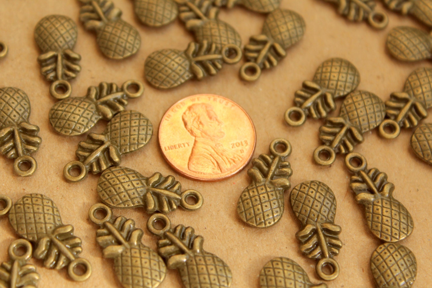 15 pc. Antique Bronze Pineapple Charms, 19.5mm x 9mm | MIS-058