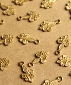 10 pc. Tiny Raw Brass Fleur de Lis Charms: 11.5mm by 6mm - made in USA | RB-810