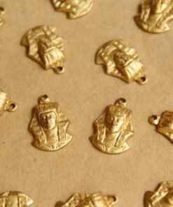 8 pc. Raw Brass King Tut / Pharoah Charms: 16mm by 11mm - made in USA | RB-813