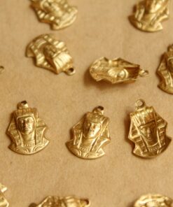 8 pc. Raw Brass King Tut / Pharoah Charms: 16mm by 11mm - made in USA | RB-813
