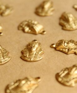 8 pc. Raw Brass King Tut / Pharoah Charms: 16mm by 11mm - made in USA | RB-813