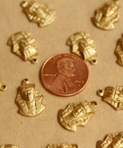 8 pc. Raw Brass King Tut / Pharoah Charms: 16mm by 11mm - made in USA | RB-813