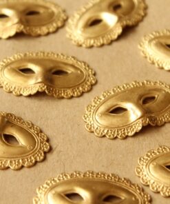 2 pc. Raw Brass Masquerade Mask Stampings: 34mm by 19mm - made in USA | RB-711