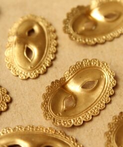 2 pc. Raw Brass Masquerade Mask Stampings: 34mm by 19mm - made in USA | RB-711
