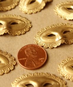 2 pc. Raw Brass Masquerade Mask Stampings: 34mm by 19mm - made in USA | RB-711