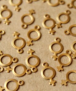 30 pc. Tiny Raw Brass Female Symbol Charms: 12mm by 6.5mm - made in USA | RB-720