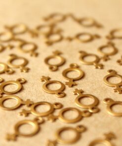 30 pc. Tiny Raw Brass Female Symbol Charms: 12mm by 6.5mm - made in USA | RB-720