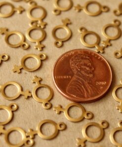 30 pc. Tiny Raw Brass Female Symbol Charms: 12mm by 6.5mm - made in USA | RB-720