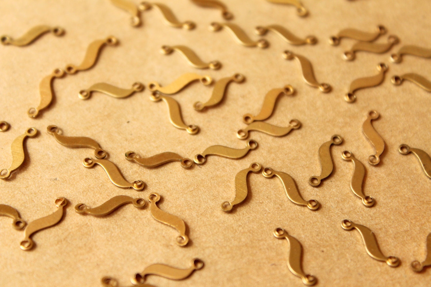 24 pc. Tiny Raw Brass Squiggle Connectors: 2mm by 11mm - made in USA | RB-756