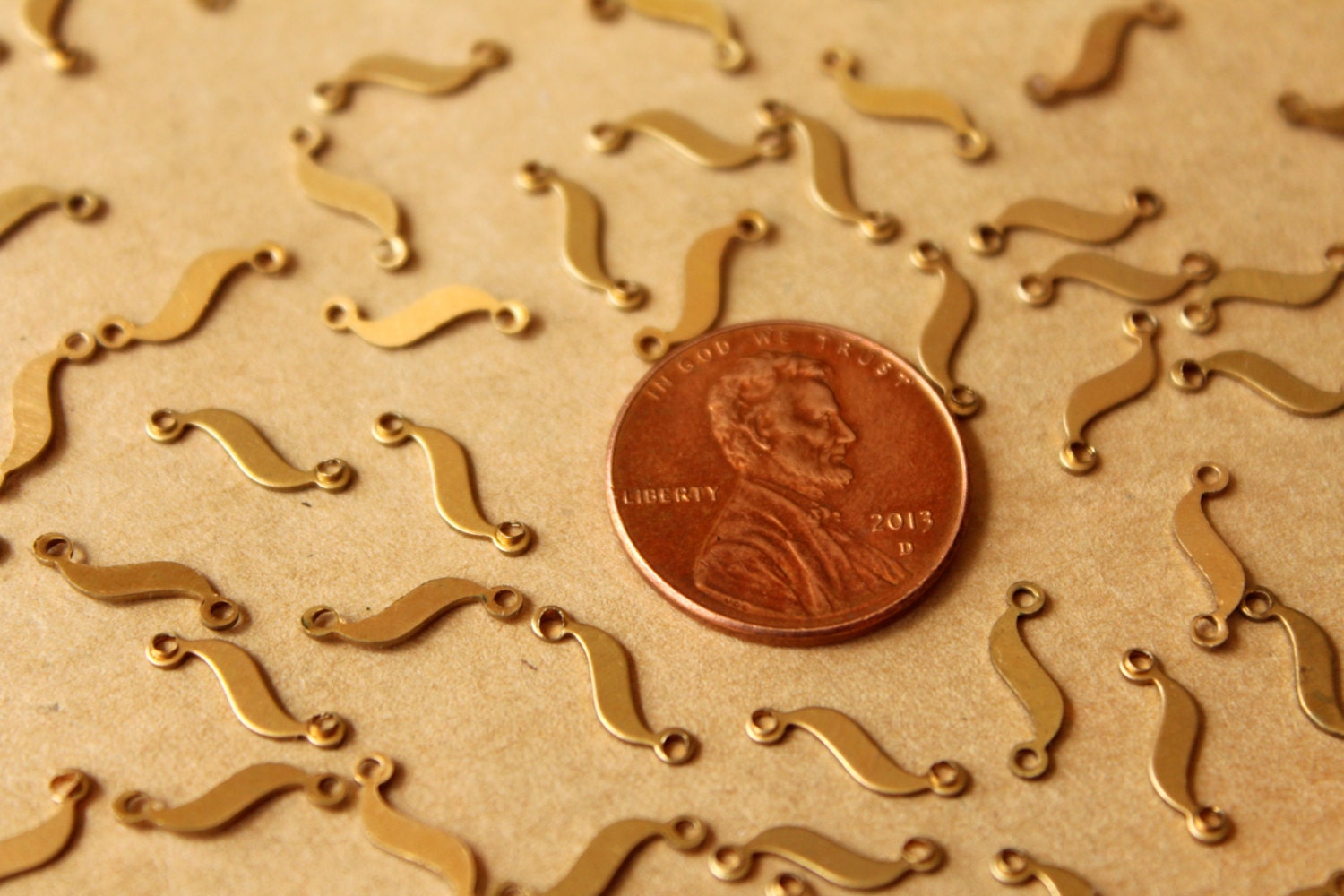 24 pc. Tiny Raw Brass Squiggle Connectors: 2mm by 11mm - made in USA | RB-756