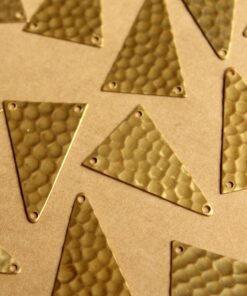 8 pc. Raw Brass Hammered Triangle Three Hole Connectors - Top & Bottom Holes : 18.5mm by 27.5mm - made in USA | RB-788