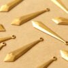 6 pc. Raw Brass Faceted Rhombus Drops: 40mm by 9mm - made in USA | RB-850
