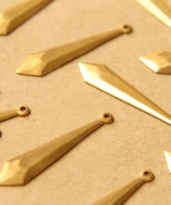 6 pc. Raw Brass Faceted Rhombus Drops: 40mm by 9mm - made in USA | RB-850