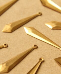 6 pc. Raw Brass Faceted Rhombus Drops: 40mm by 9mm - made in USA | RB-850