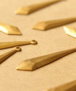 6 pc. Raw Brass Faceted Rhombus Drops: 40mm by 9mm - made in USA | RB-850