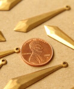 6 pc. Raw Brass Faceted Rhombus Drops: 40mm by 9mm - made in USA | RB-850