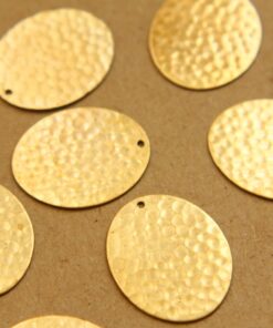 6 pc. Raw Brass Hammered Ovals: 24 mm by 20mm - made in USA | RB-854