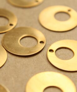 10 pc. Raw Brass Circle in Circle Charms: 19mm diameter - made in USA | RB-858