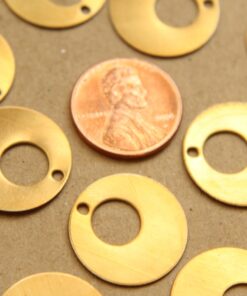 10 pc. Raw Brass Circle in Circle Charms: 19mm diameter - made in USA | RB-858