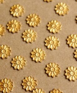 8 pc. Tiny Raw Brass Flower Stampings: 9mm diameter - made in USA | RB-866
