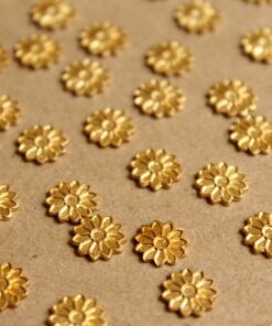 8 pc. Tiny Raw Brass Flower Stampings: 9mm diameter - made in USA | RB-866