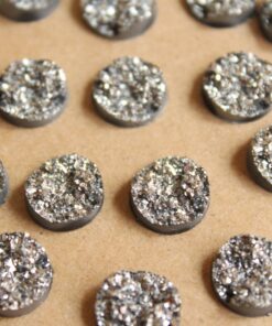 20 pc. Sparkly Dark Silver Resin Druzy Style Cabochons 10.5 - 12mm | RES-601