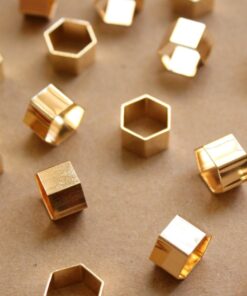 10 pc. Gold Plated Brass Hexagon Tube Beads, 12mm by 8mm | FI-287